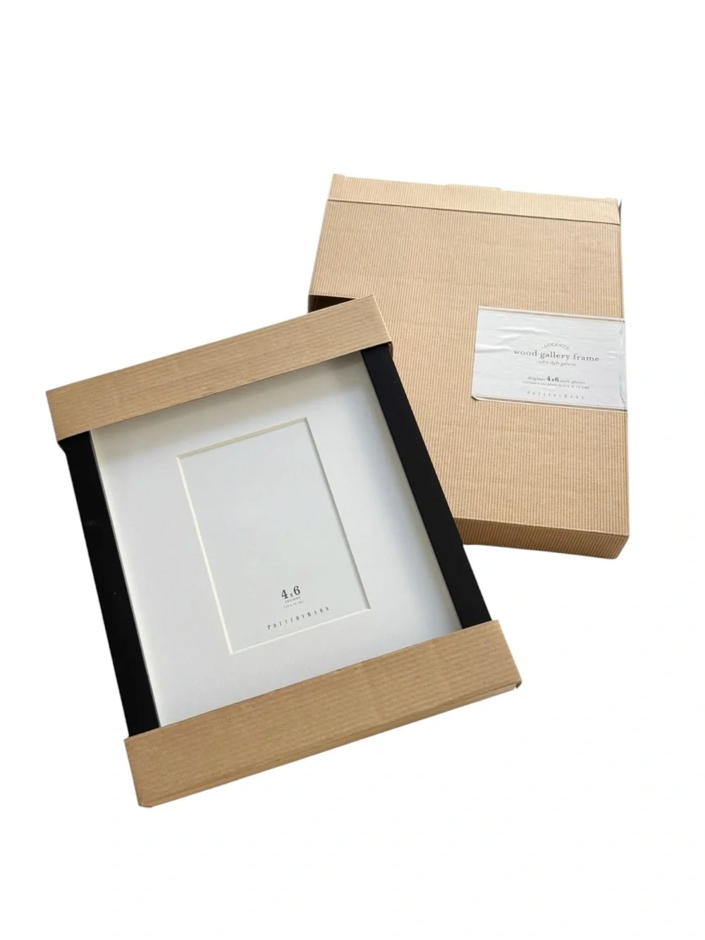Pottery Barn vintage black wood gallery frame matted for 4”X6” photo NOS| 9”X11”